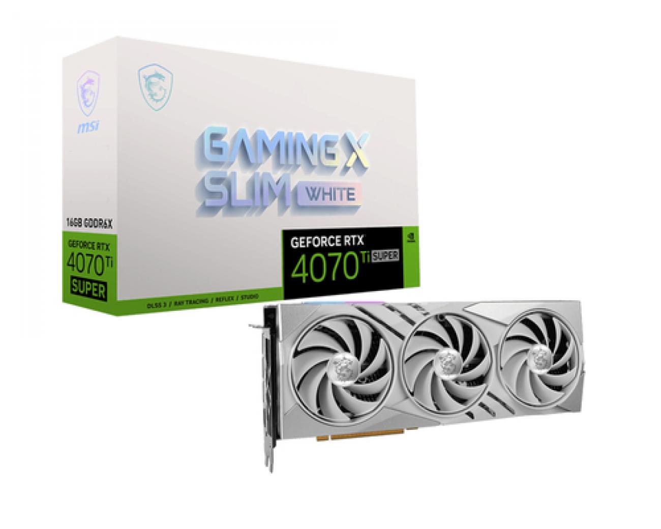 MSI VGA GEFORCE RTX 4070 TI SUPER, RTX 4070 Ti SUPER 16G GAMING X SLIM WHITE, 16GB GDDR6, DP*3/HDMI, ATX, TRI FROZR 3, OC, BIANCA