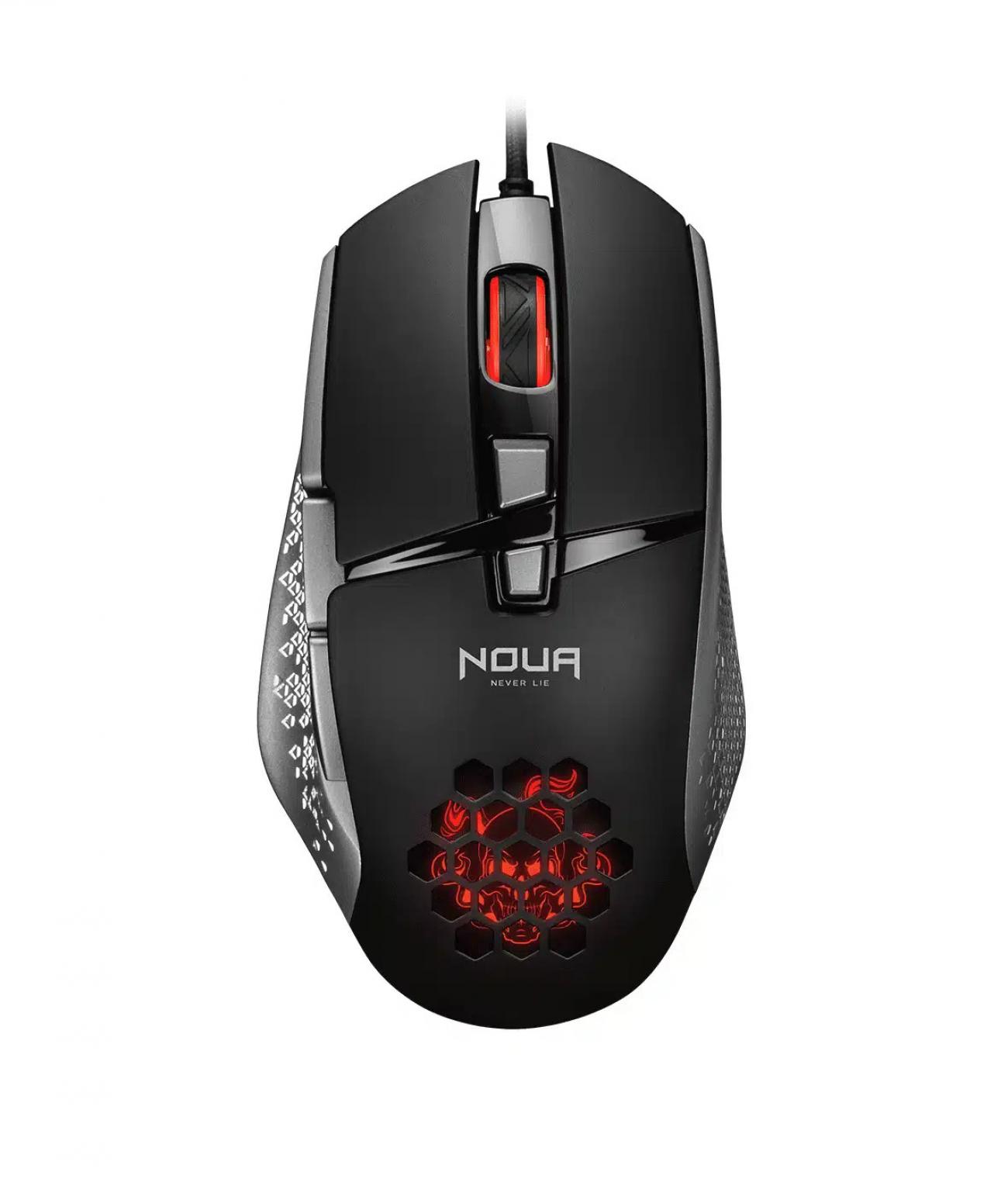 NOUA MOUSE GAMING ROKA CAVO USB NERO E GRAFICHE ROSSE 8 TASTI