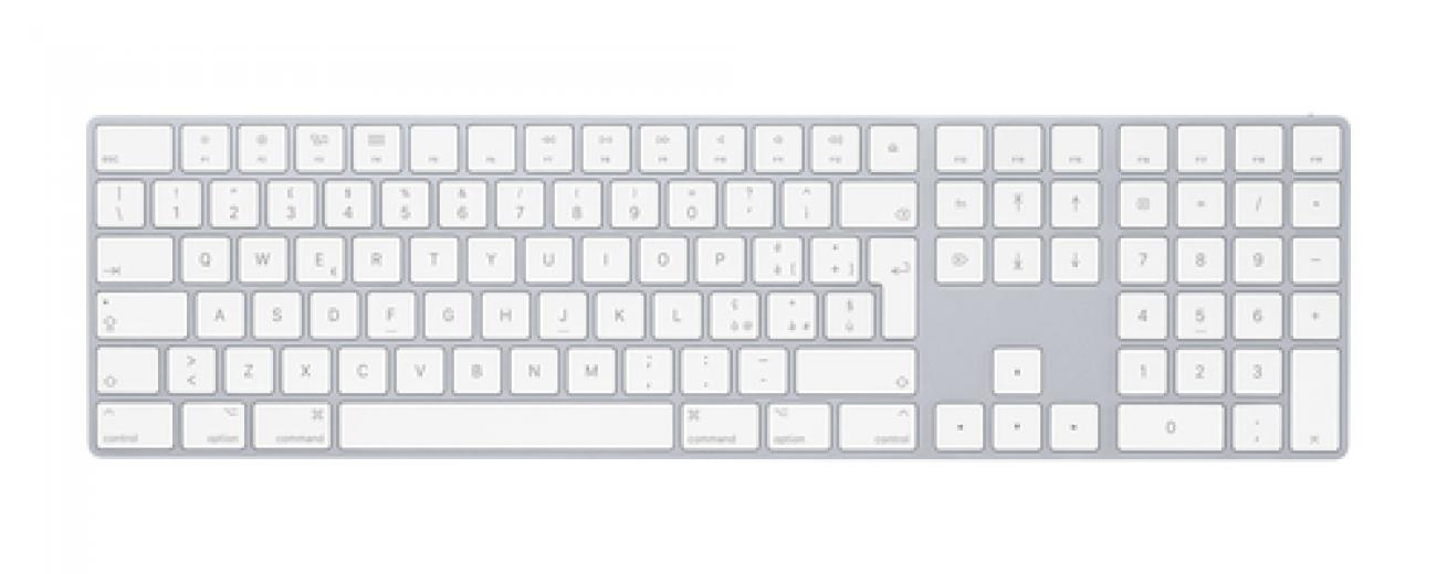 APPLE MAGIC KEYBOARD WIRELESS BLUETOOTH, SWITCH A FORBICE, COMPATIBILE MAC/IOS, BIANCO/ARGENTO