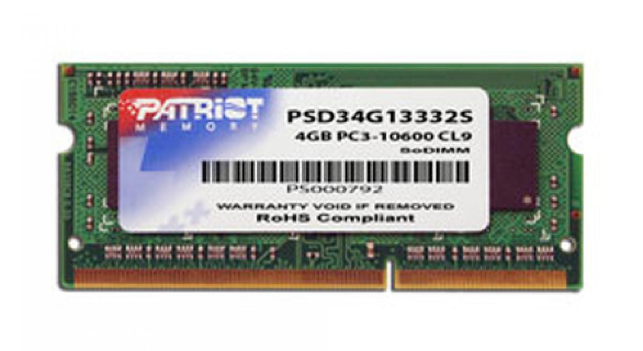 PATRIOT RAM SODIMM 4GB DDR3 1333MHZ
