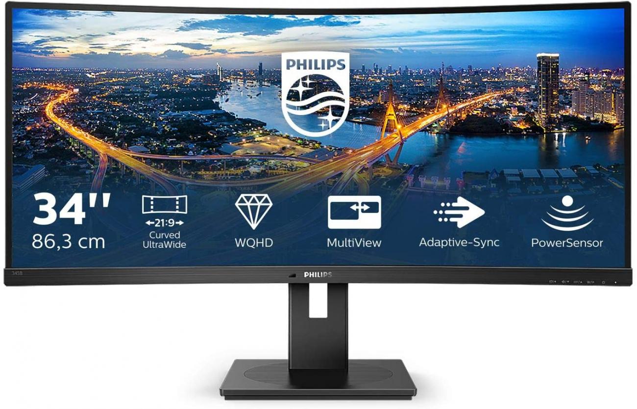 PHILIPS MONITOR CURVO 34 LED VA 21:9 3440X1440 5MS 300 CDM, DP/HDMI, ALTEZZA, MULTIMEDIALE