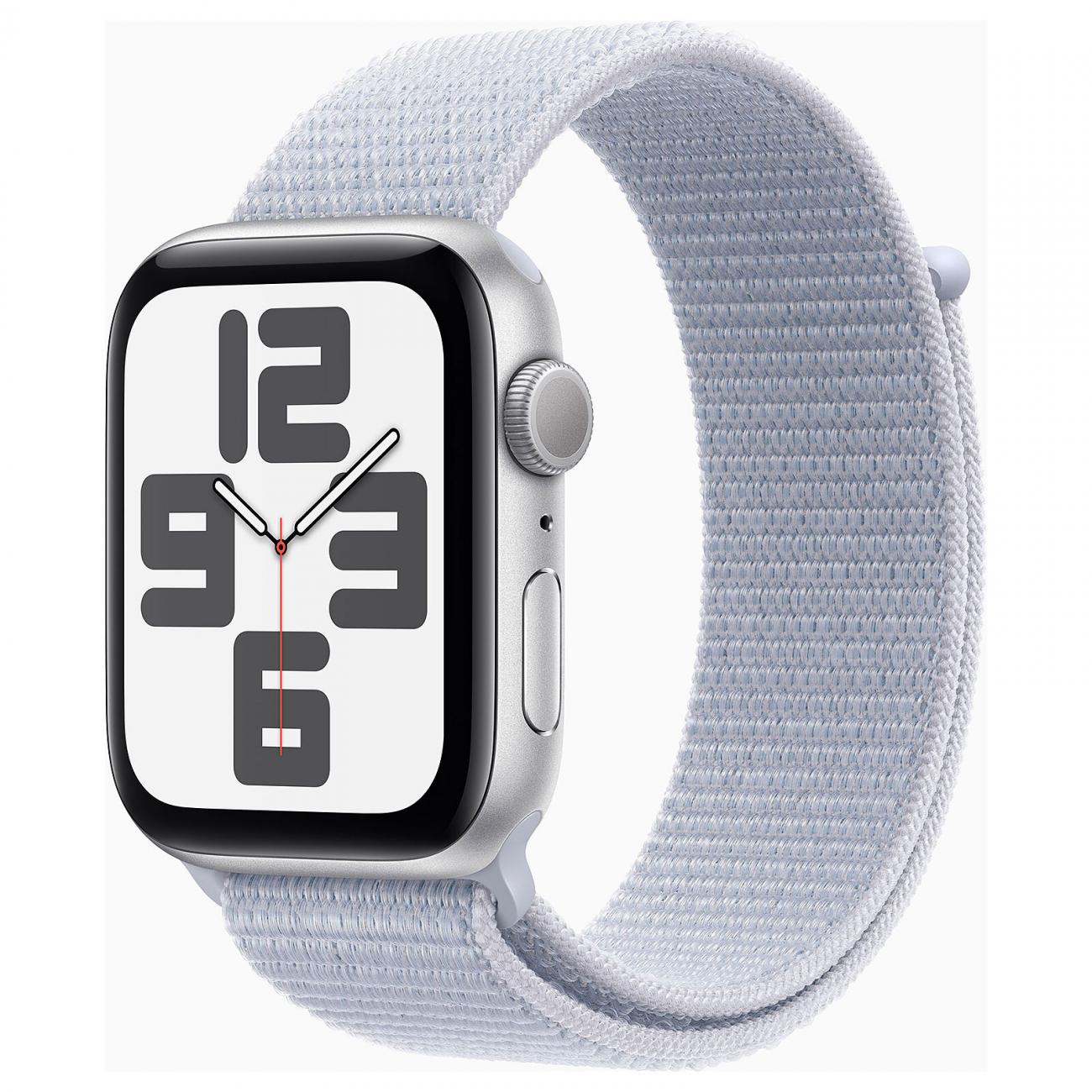 APPLE WATCH SE GPS 44MM SILVER ALUMINIUM CASE WITH BLUE CLOUD SPORT LOOP