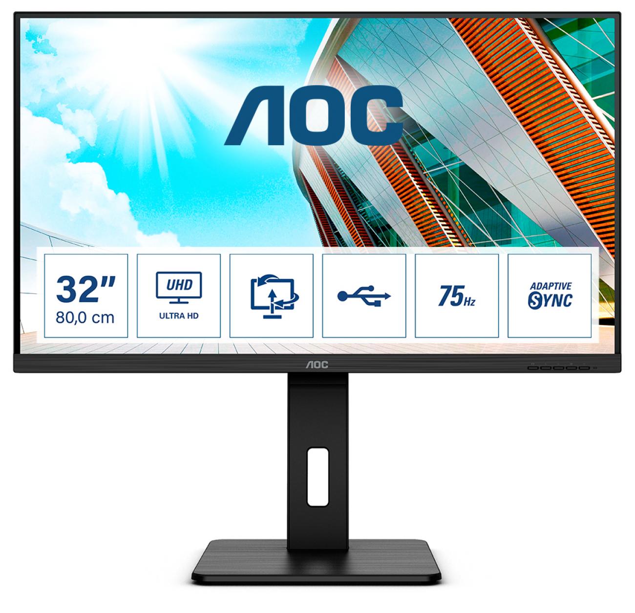 AOC MONITOR 31,5 LED VA UHD 16:9 4MS 350 CDM, PIVOT, DP/HDMI, MULTIMEDIALE