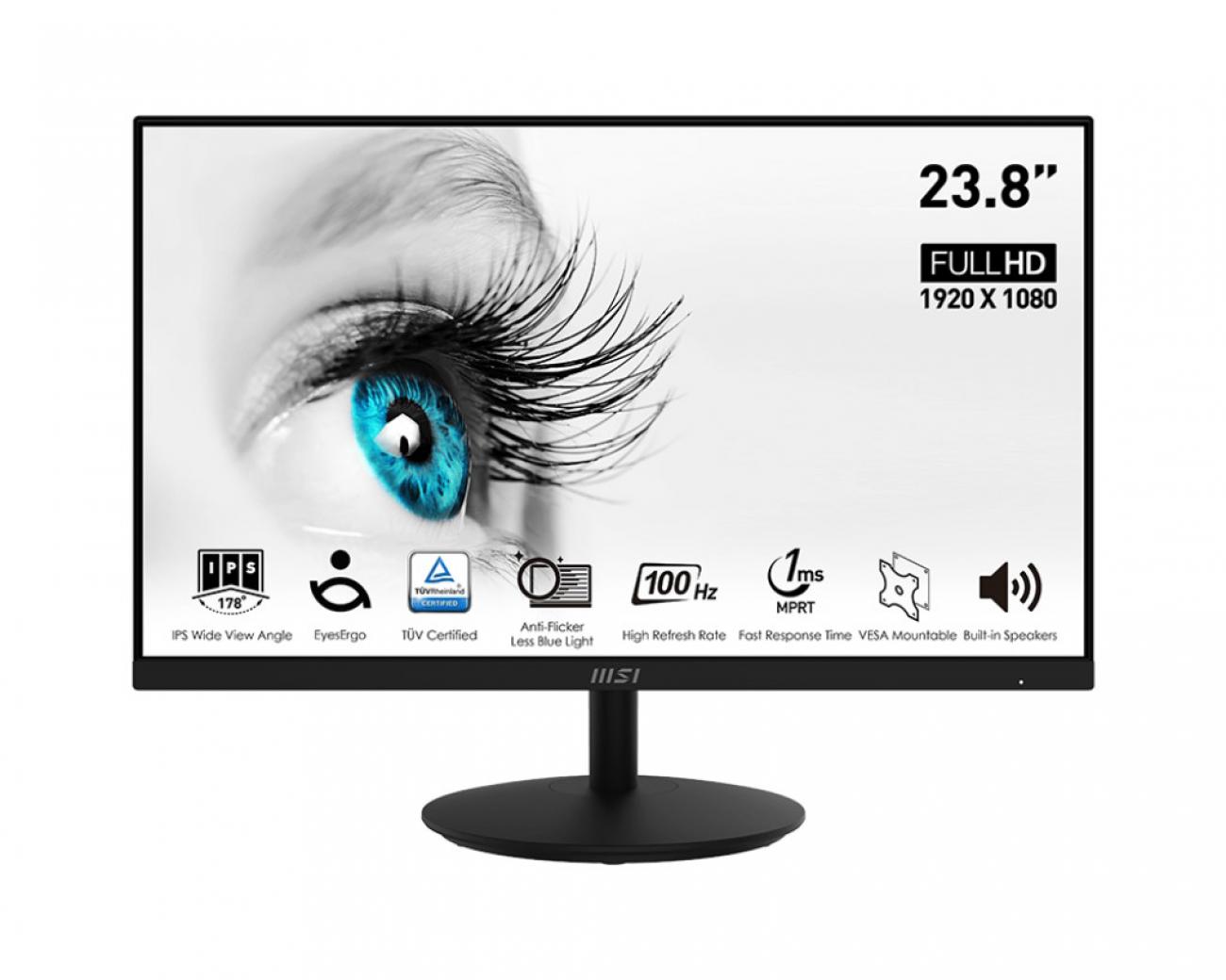 MSI MONITOR 23,8 LED IPS 16:9 FHD 1MS 300 CDM, VGA/DP/HDMI, MULTIMEDIALE