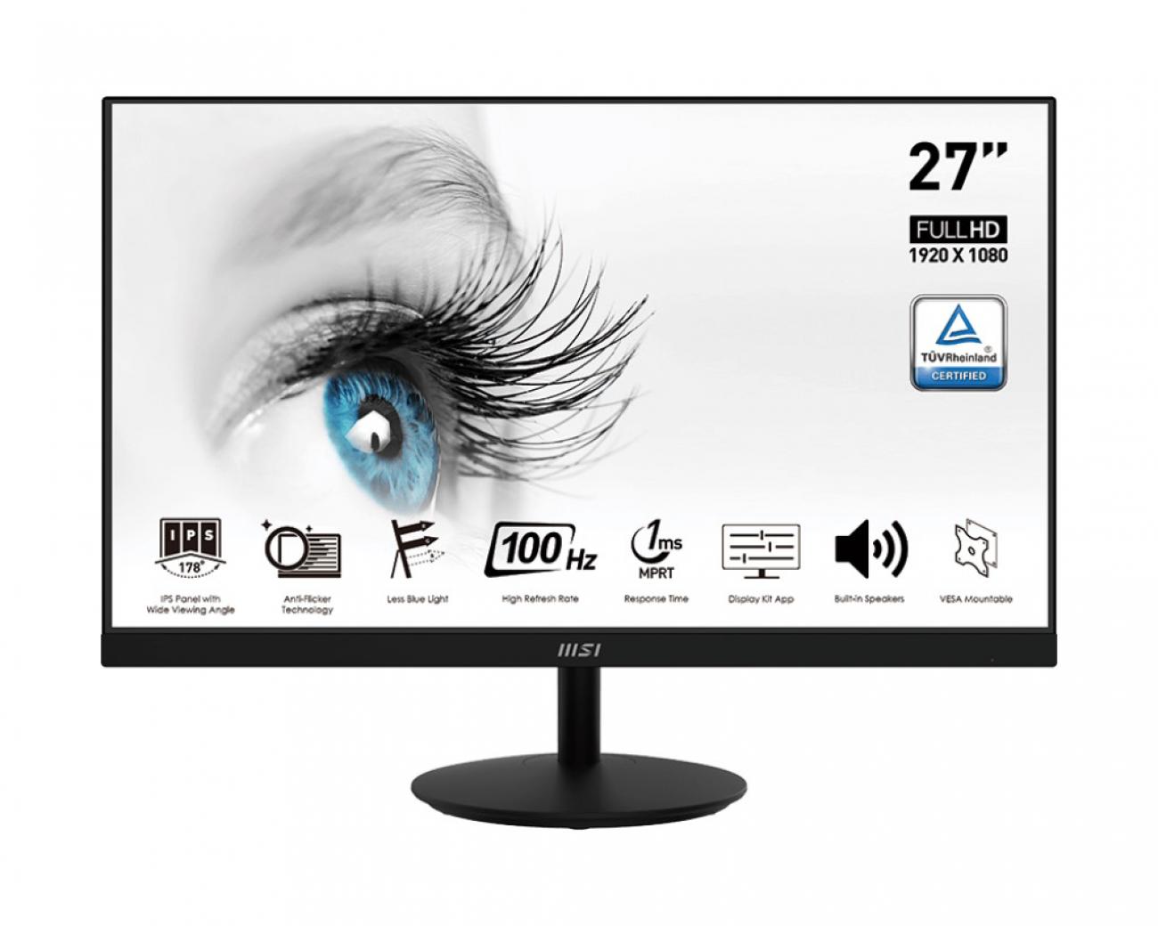 MSI MONITOR 27 LED IPS 16:9 FHD 1MS 100Hz, VGA/DP/HDMI, MULTIMEDIALE