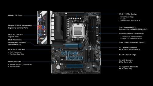 ASROCK MB AMD X670, X670E PG LIGHTNING AM5, 4DDR5, 4SATA, 1PCI-E 5.0, 1PCI-E 4.0 ATX