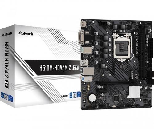 ASROCK MB H510, H510M-HDV/M.2 SE, LGA 1200, 2DDR4, M.2, GLAN, VGA/DVI/HDMI