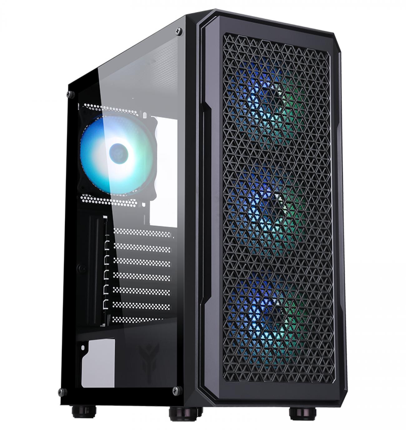 ITEK CASE SIX TRIANGLE - GAMING MIDDLE TOWER, 4X12CM ARGB FAN, USB3, SIDE PANEL TEMP GLASS