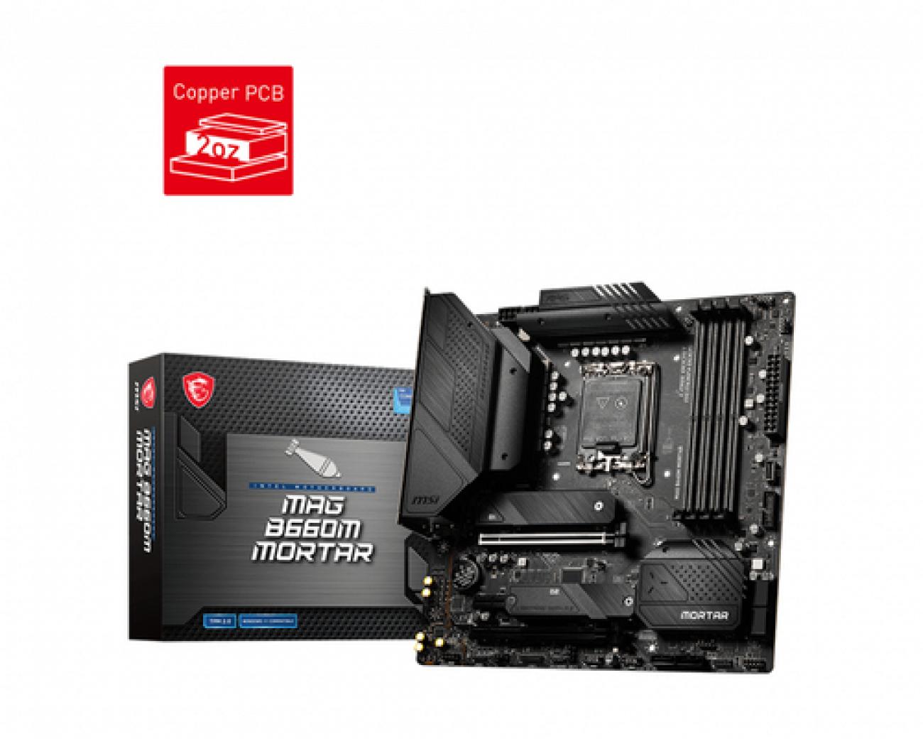 MSI MB B660, MAG B660M MORTAR, LGA 1700, 4DDR5, 2PCI-Ex16, 1PCI-Ex1, 2M2, 6SATA3