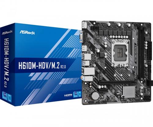 ASROCK MB H610, H610M-HDV/M.2 R.0, LGA 1700, 2DDR4, M2, MATX