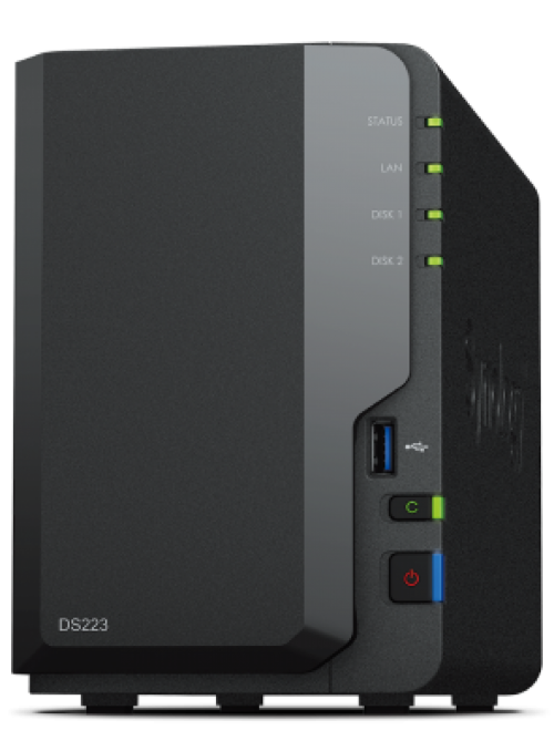 SYNOLOGY NAS TOWER 2BAY 2.5"/3.5" HDD SATA CPU Realtek RTD1619B 2Gb Ram DDR4 1x Gigabit x3 USB