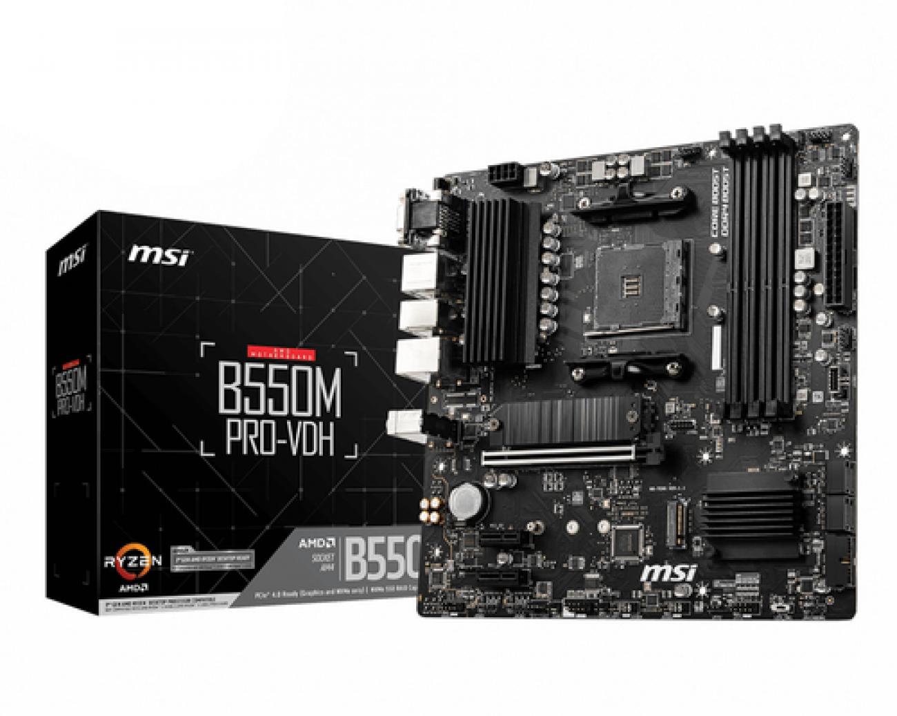 MSI MB AMD B550M PRO-VDH, B550 ,AM4,4DDR4,1PCI-EX16, 2PCI-EX1, 2M.2, 4SATA3,7USB3.2 GEN1, 6USB