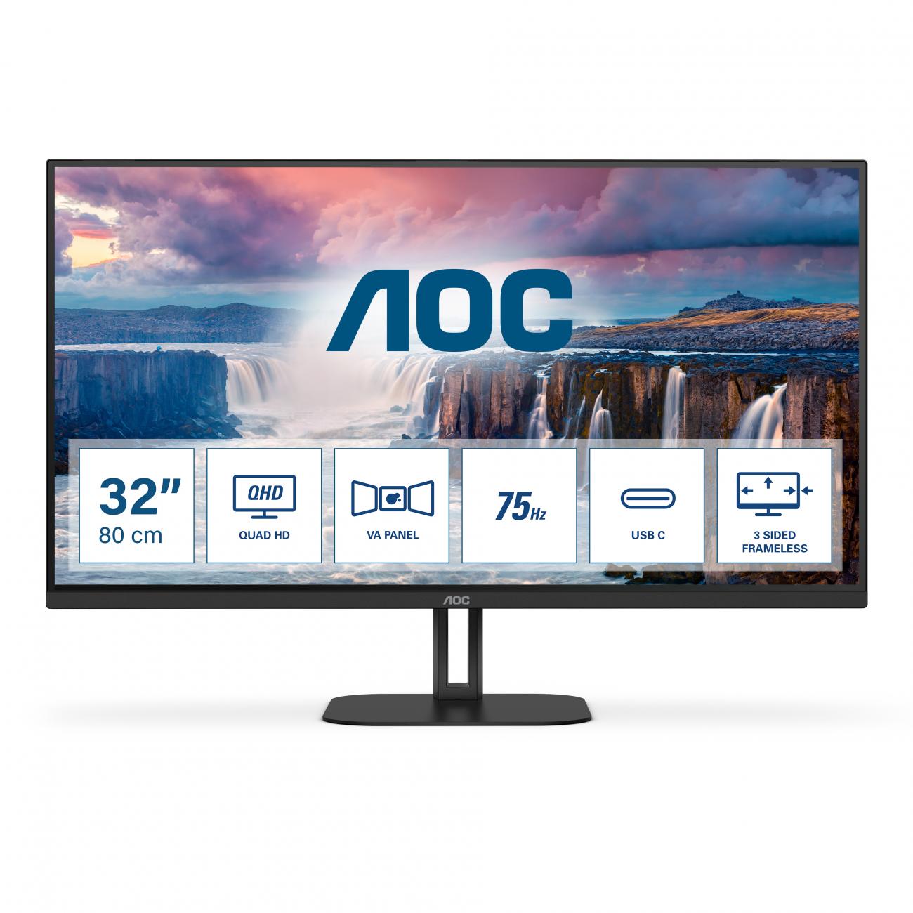 AOC MONITOR 31,5 LED VA QHD 16:9 5MS 300 CDM, USB-C DOCK, DP/HDMI, MULTIMEDIALE