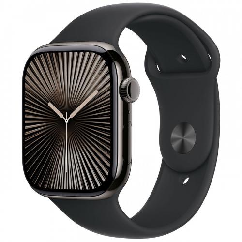 APPLE WATCH SERIES 10 GPS CELLULAR 46MM SLATE TITANIUM CASE WITH BLACK SPORT BAND - M/L