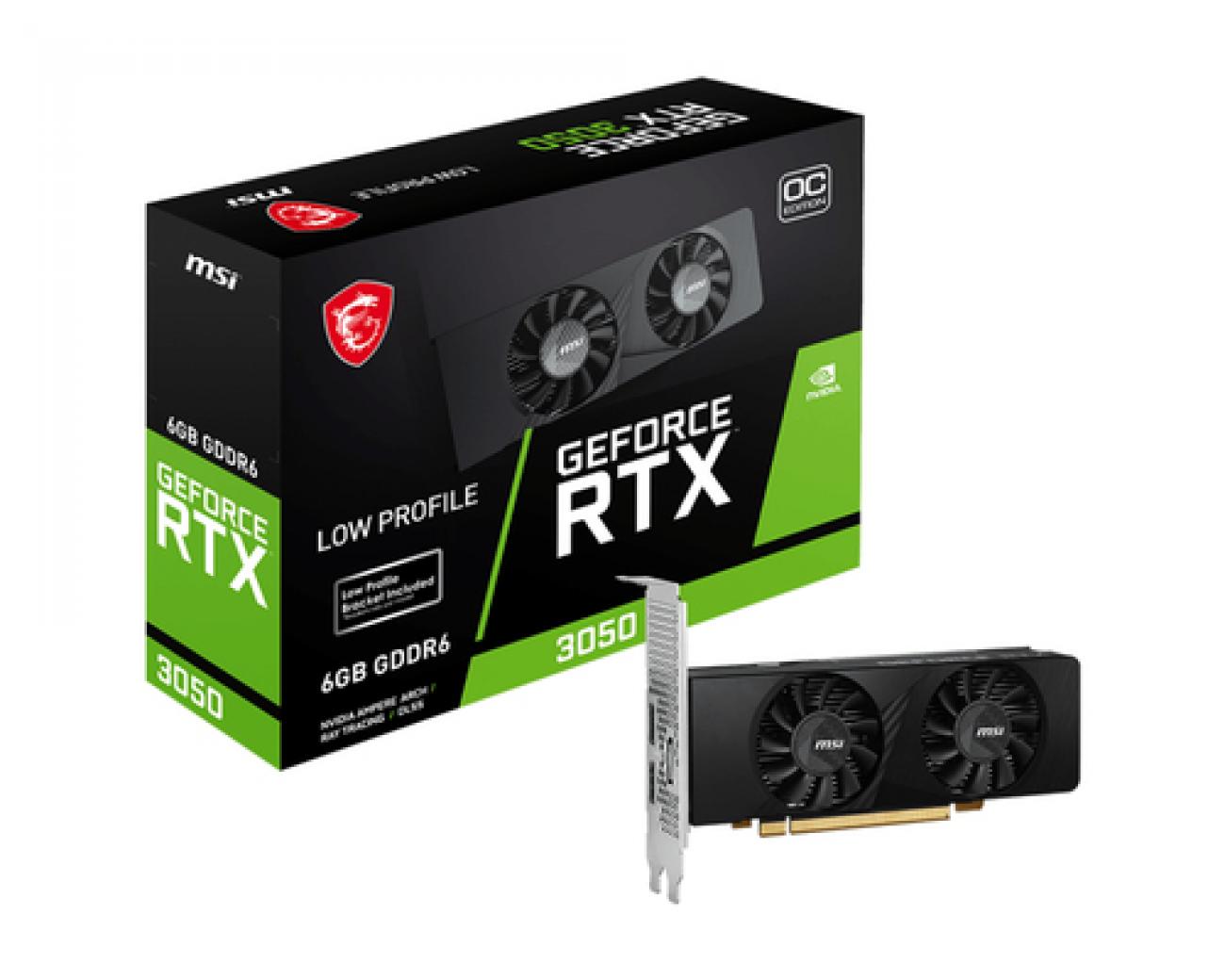 MSI VGA GEFORCE RTX 3050, RTX 3050 LP 6G OC, 6GB GDDR6, HDMI*2/DP, ATX, DUAL FAN, OC