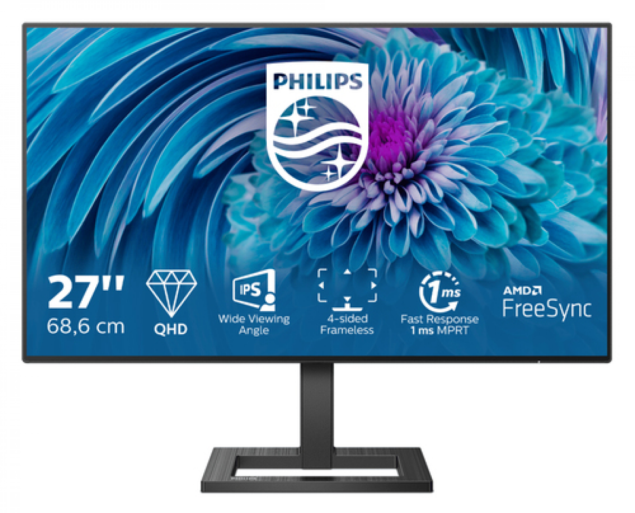 PHILIPS MONITOR 27 LED IPS 16:9 QHD 1MS 75HZ 350 CDM, DP/HDMI, PIVOT, MULTIMEDIALE