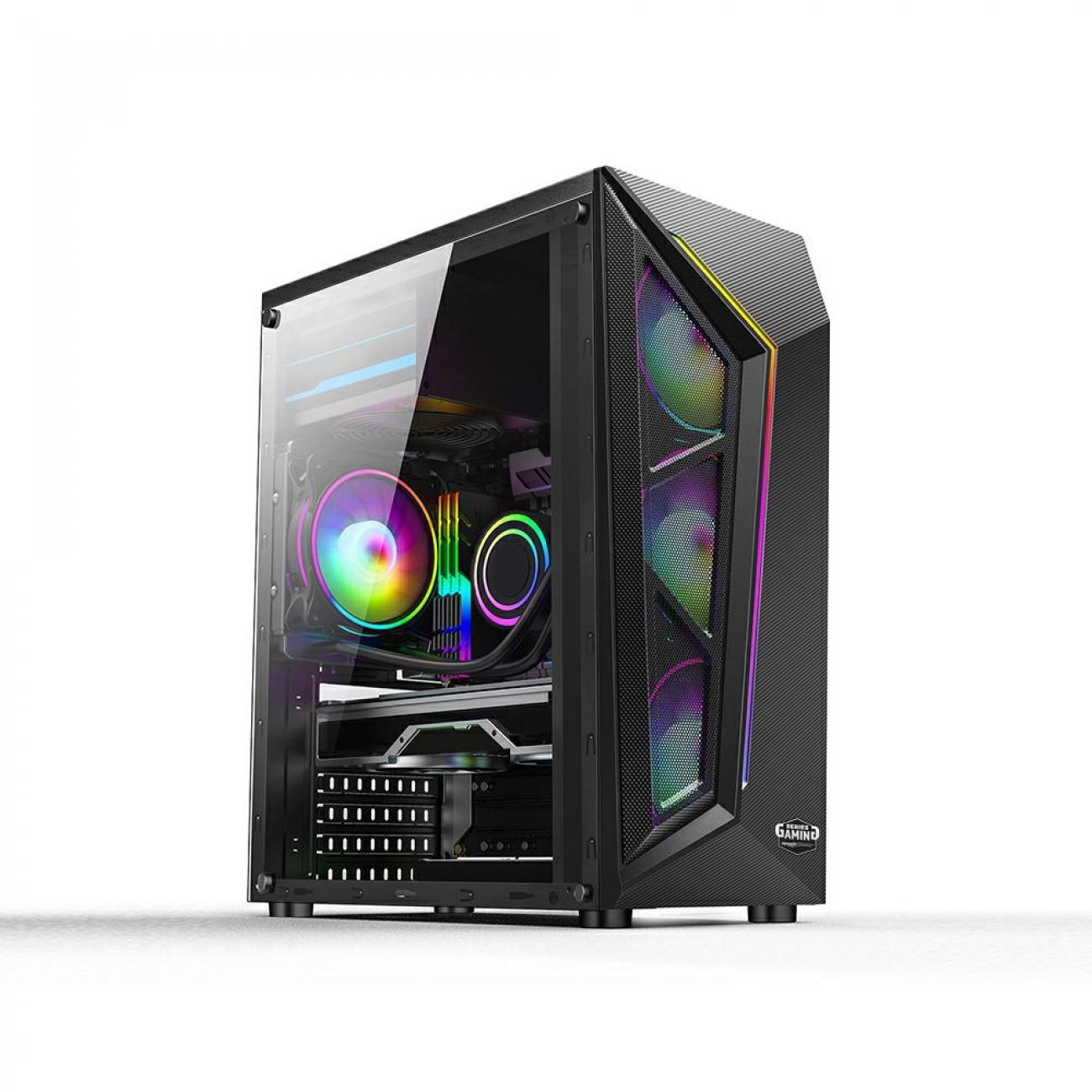 CASE GAMING 1 LED RGB 4 FAN ARGB, 2 USB, GLASS PANEL