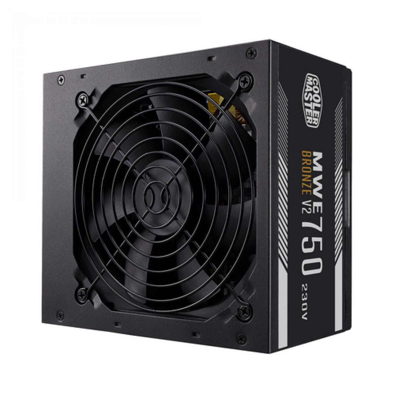 COOLER MASTER ALIMENTATORE MWE 750W V2 230V 80PLUS BRONZE ATX 120MM FAN ACTIVE, NON MODULARE