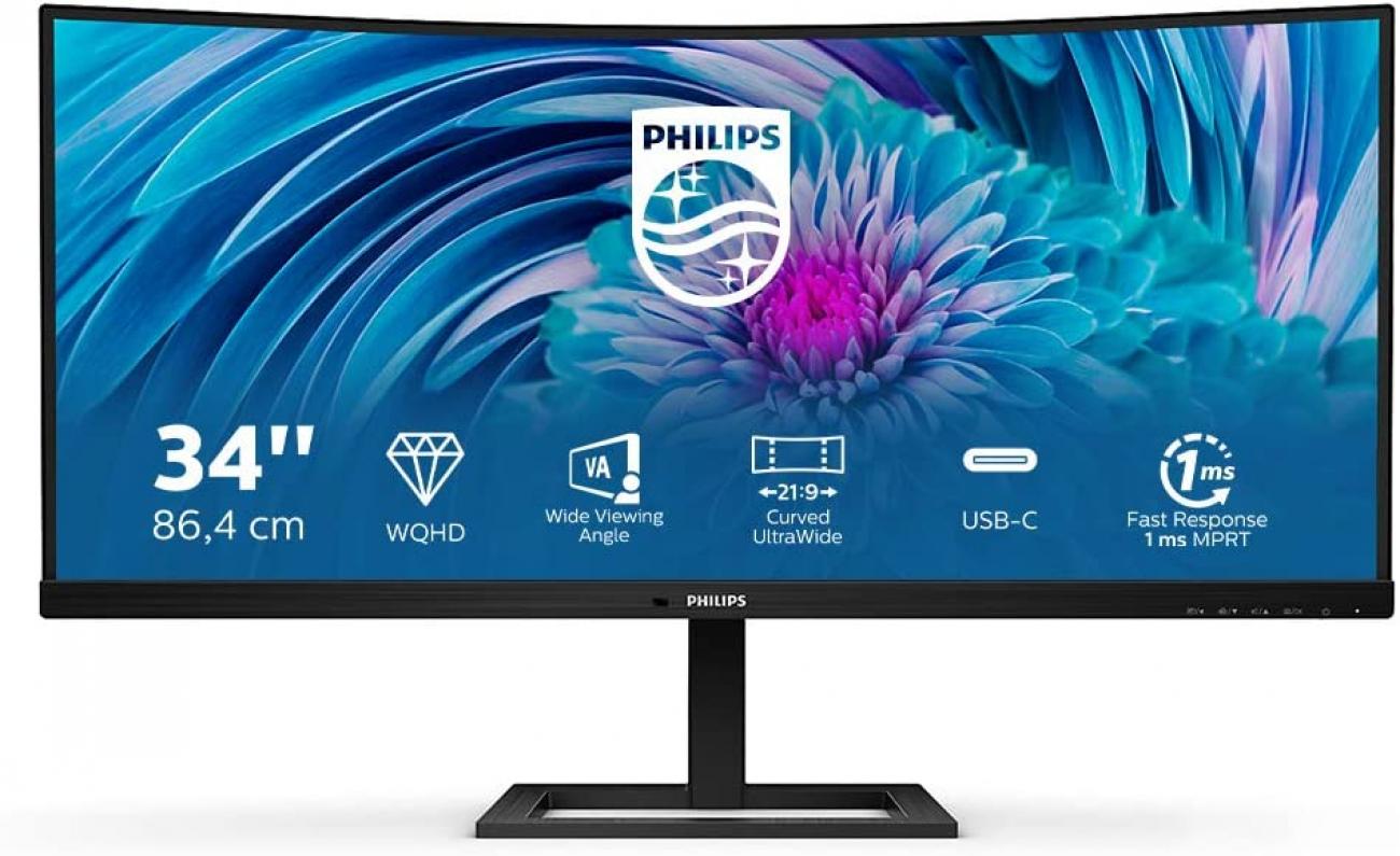 PHILIPS MONITOR CURVO 34 LED VA 21:9 3440x1440 1MS 350 CDM, USB-C, ALTEZZA, DP/HDMI, MULTIMEDIALE