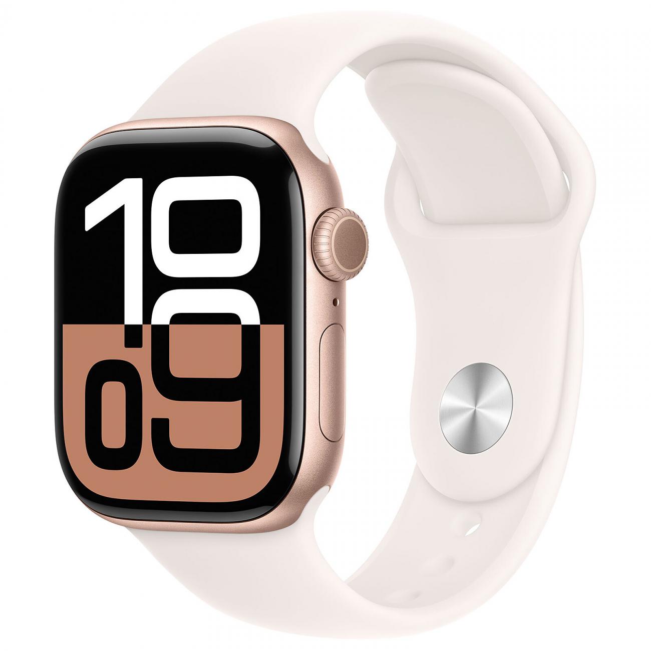 APPLE WATCH SERIES 10 GPS 42MM ROSE GOLD ALUMINIUM CASE WITH LIGHT BLUSH SPORT BAND - M/L