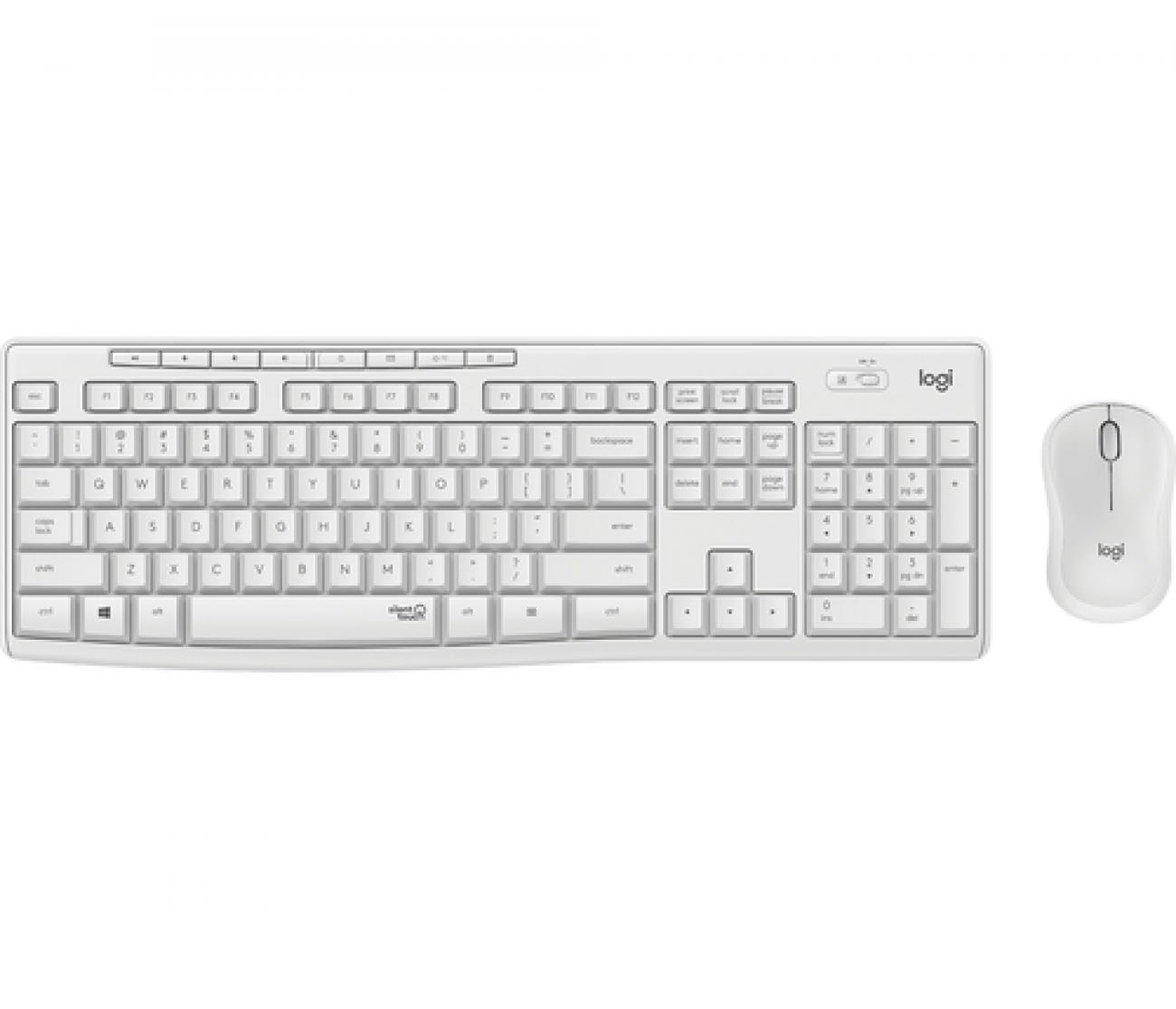 LOGITECH BUNDLE TASTIERA WIRELESS MOUSE DESKTOP MK295 SILENT COMBO, USB, LAYOUT ITA, COLORE BIANCO