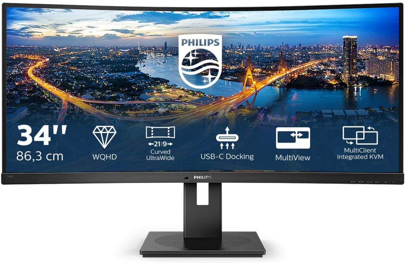 PHILIPS MONITOR CURVO 34 VA 21:9 WQHD 5MS 300CDM, DP/HDMI, USB-C, ALTEZZA, MULTIMEDIALE