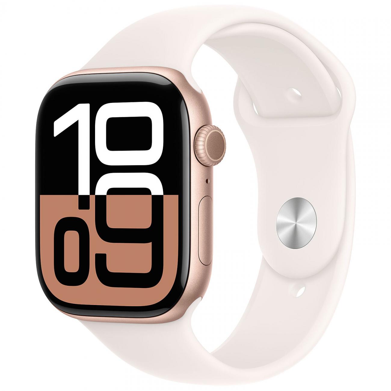 APPLE WATCH SERIES 10 GPS 46MM ROSE GOLD ALUMINIUM CASE WITH LIGHT BLUSH SPORT BAND - S/M