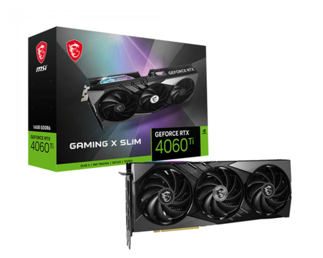 MSI VGA GEFORCE RTX 4060 TI, RTX 4060 TI GAMING X SLIM 16G, 16GB GDDR6X, DP*3/HDMI, ATX, TRI FROZR 3