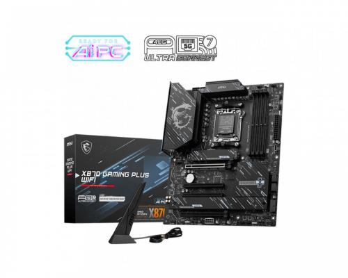 MSI MB AMD X870 GAMING PLUS WIFI, X870, AM5,4DDR5,4PCI-Ex16,3M.2,4SATA3,1USB4,1USB3.2 Gen2x2,3USB3.2