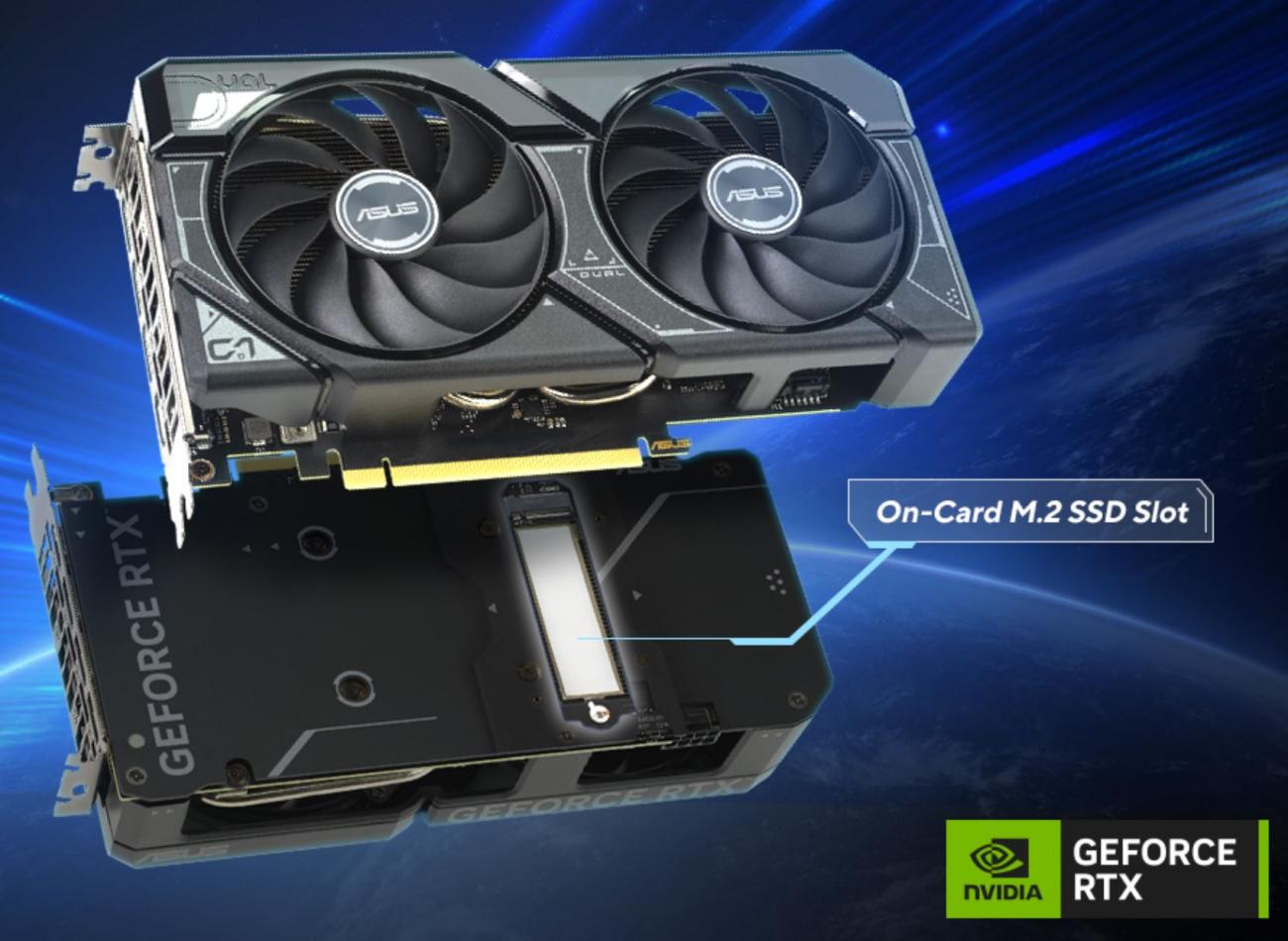 ASUS VGA GEFORCE RTX 4060 TI, DUAL-RTX4060TI-O8G-SSD, 8GB GDDR6, 3DP/HDMI, DLSS 3, CON SLOT M.2 SSD, 90YV0JS0-M0NA00