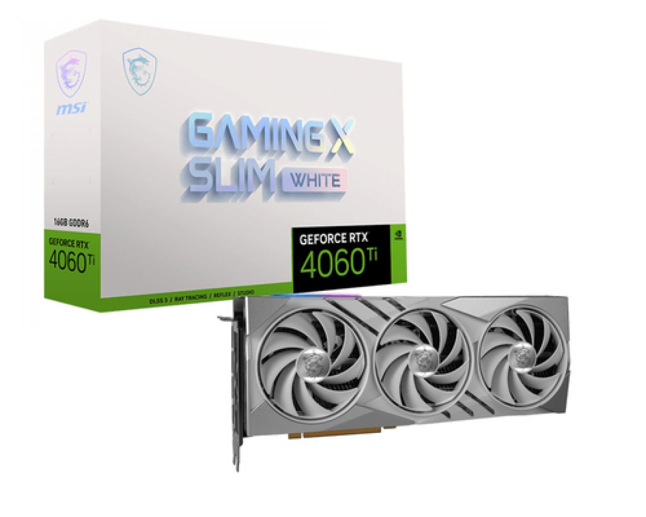 MSI VGA GEFORCE RTX 4060 TI, RTX 4060 Ti GAMING X SLIM WHITE, 16GB GDDR6X, DP*3/HDMI, ATX, BIANCA, TRI FROZR