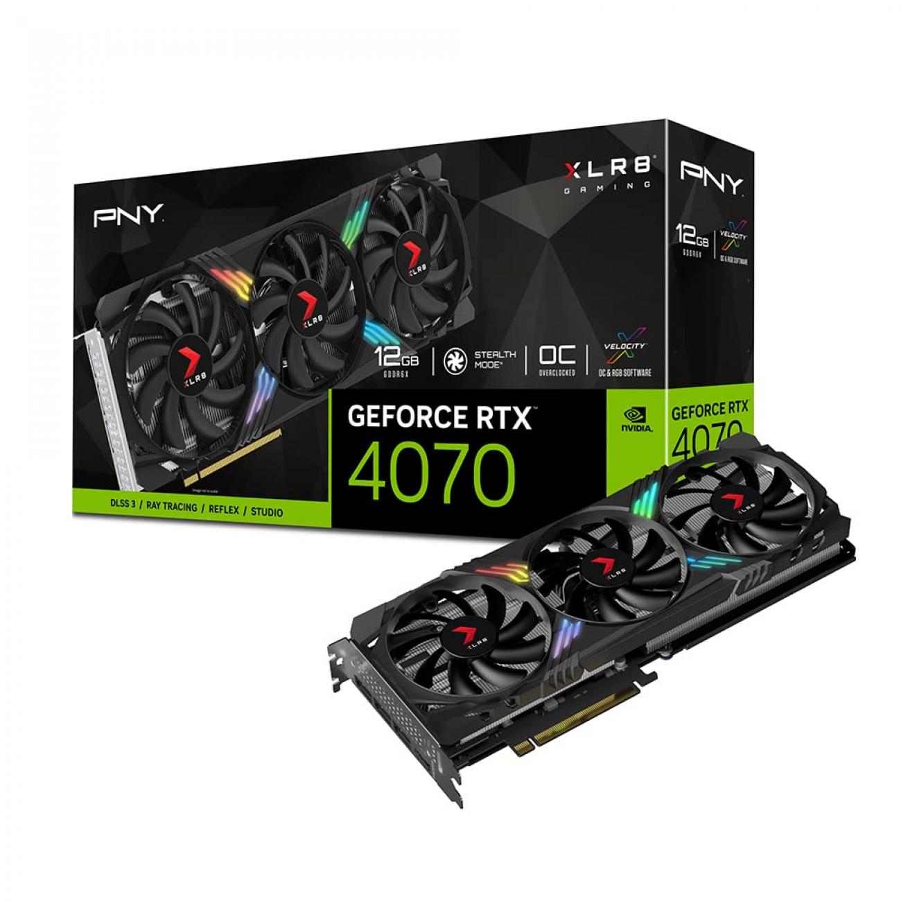 PNY VGA GEFORCE RTX 4070 SUPER, RTX 4070 SUPER 12GB XLR8 GAMING VERTO TRIPLE FAN OC DLSS 3