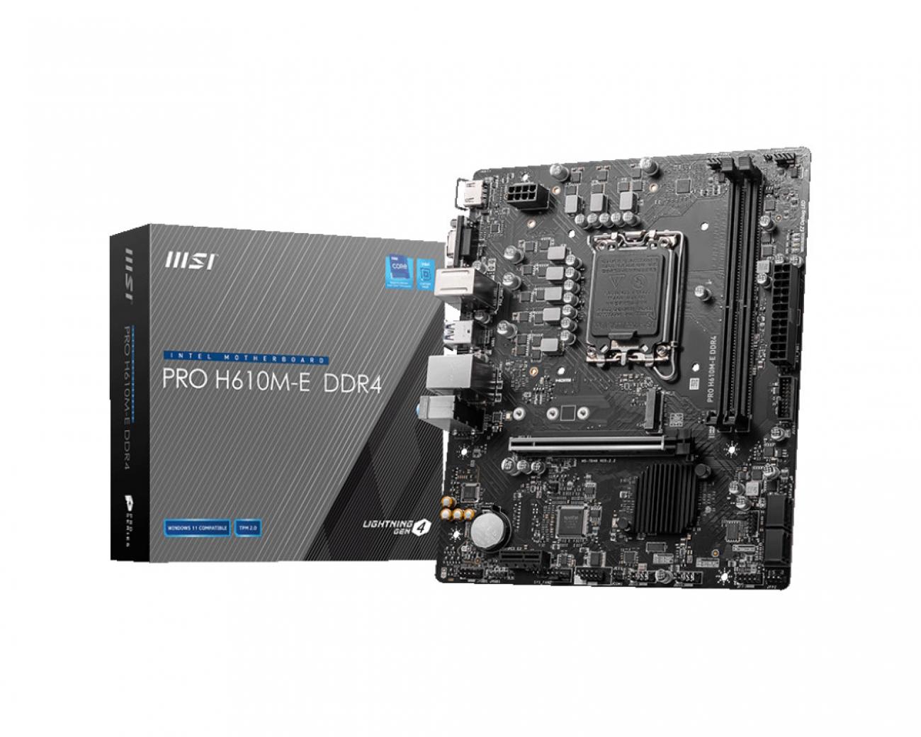 MSI MB H610, PRO H610M-E DDR5, LGA 1700, 2DD54, 1PCI-EX16,1PCI-EX1,1M.2 GEN4,4SATA3.0,4USB3.2GEN1,8U