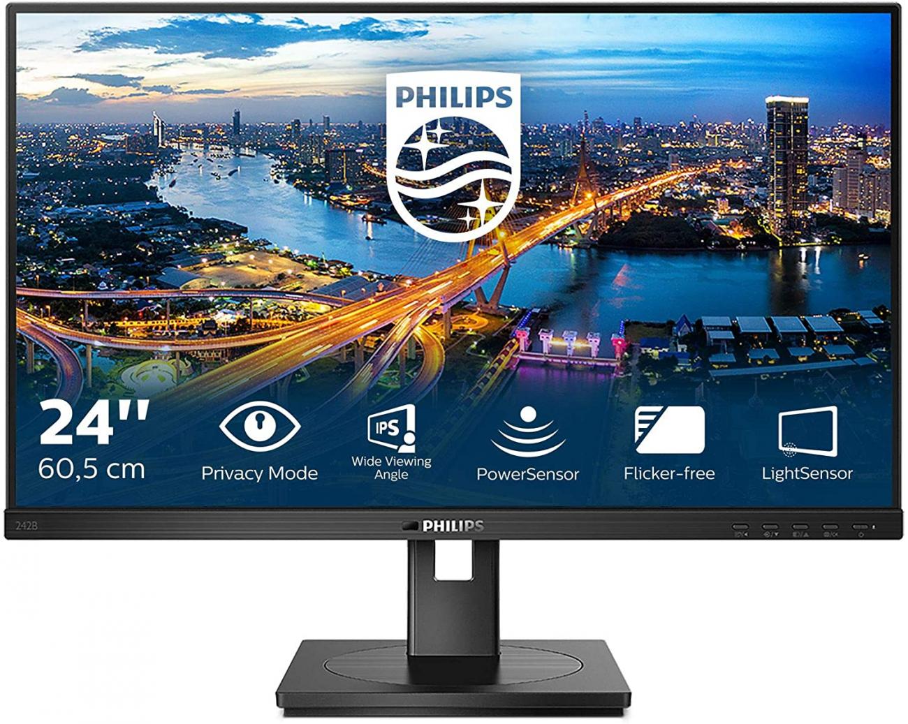 PHILIPS MONITOR 23,8 LED IPS 16:9 FHD 4MS 350 CDM VGA/DVI/DP/HDMI PRIVACY MODE PIVOT MULTIMEDIALE